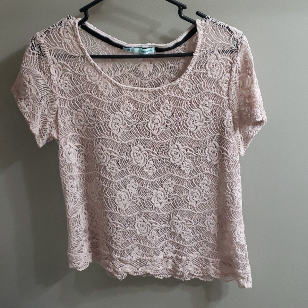 Blush pink lace blouse